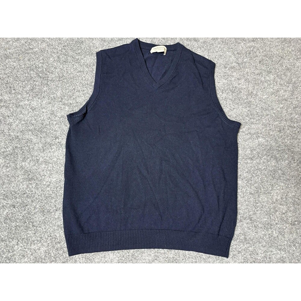 Pronto Uomo Sweater Vest Mens M Blue Extra Fine Merino Wool V-Neck Lightweight